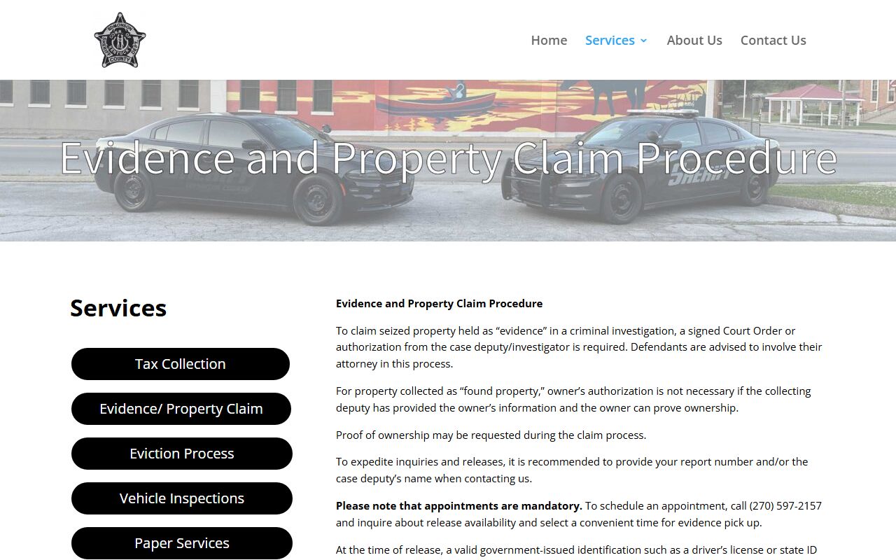 Edmonson County arrest records and court charges evidence property release