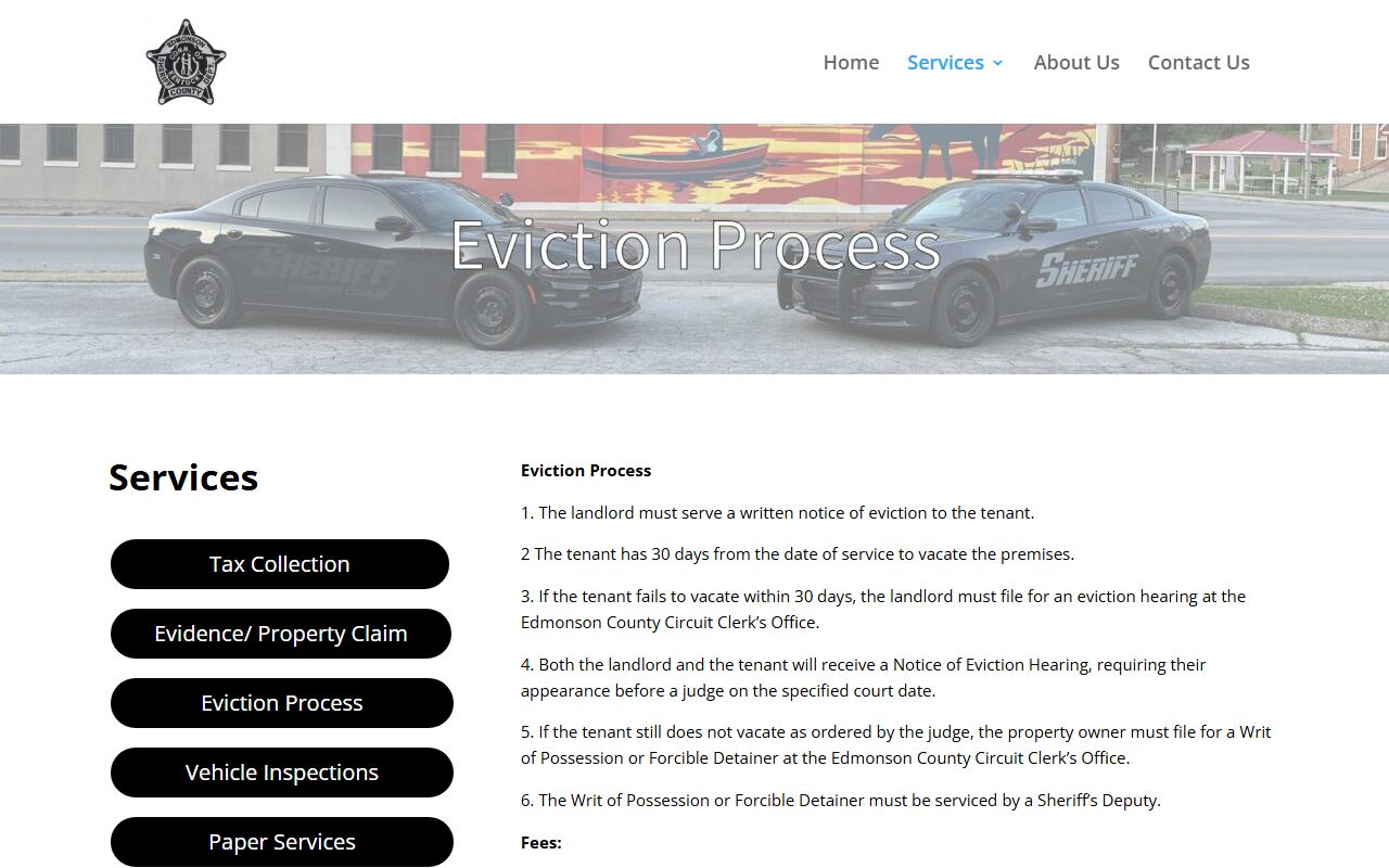 Edmonson County arrest records and court charges sheriff eviction court process