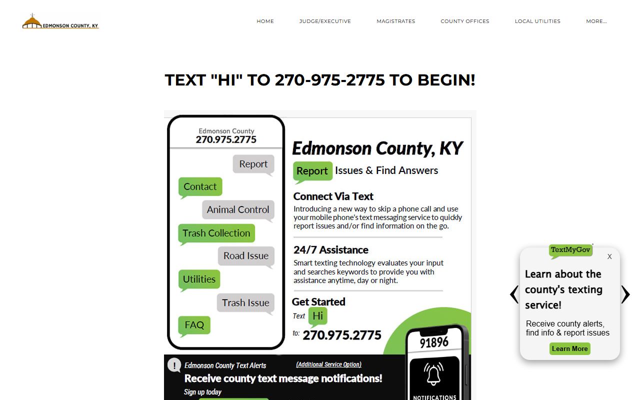 Edmonson County court dockets Text My Gov alert page