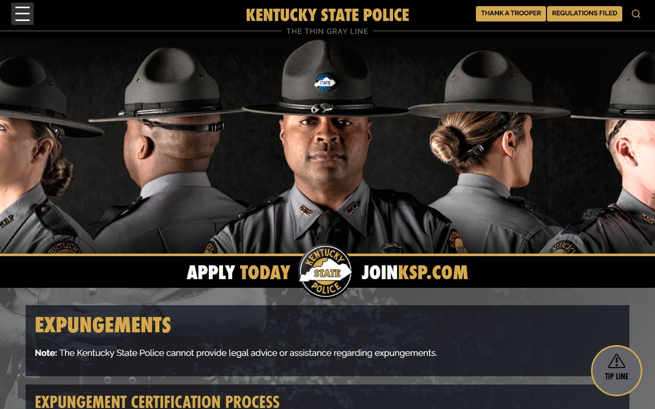 Edmonson County criminal court records Kentucky State Police expungement certification