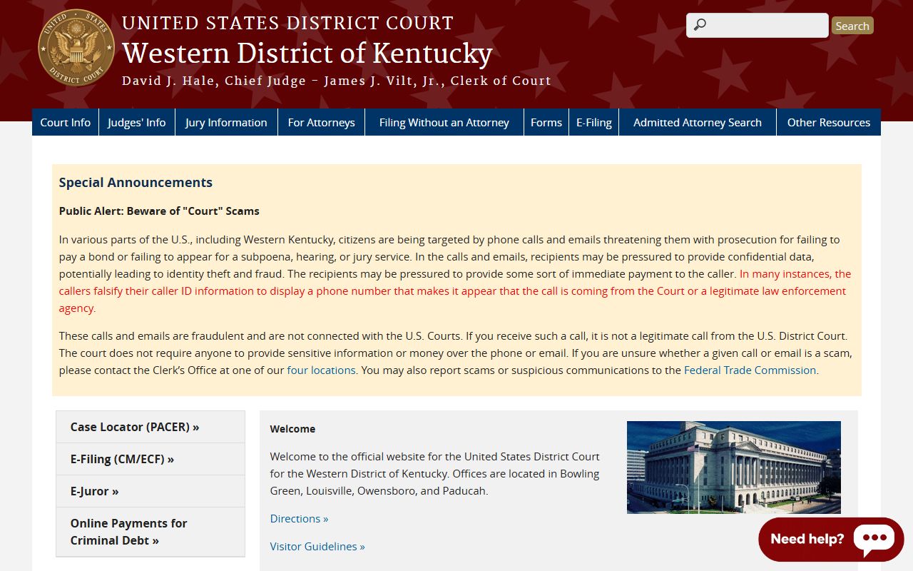 Edmonson County District Court records and U.S. District Court comparison