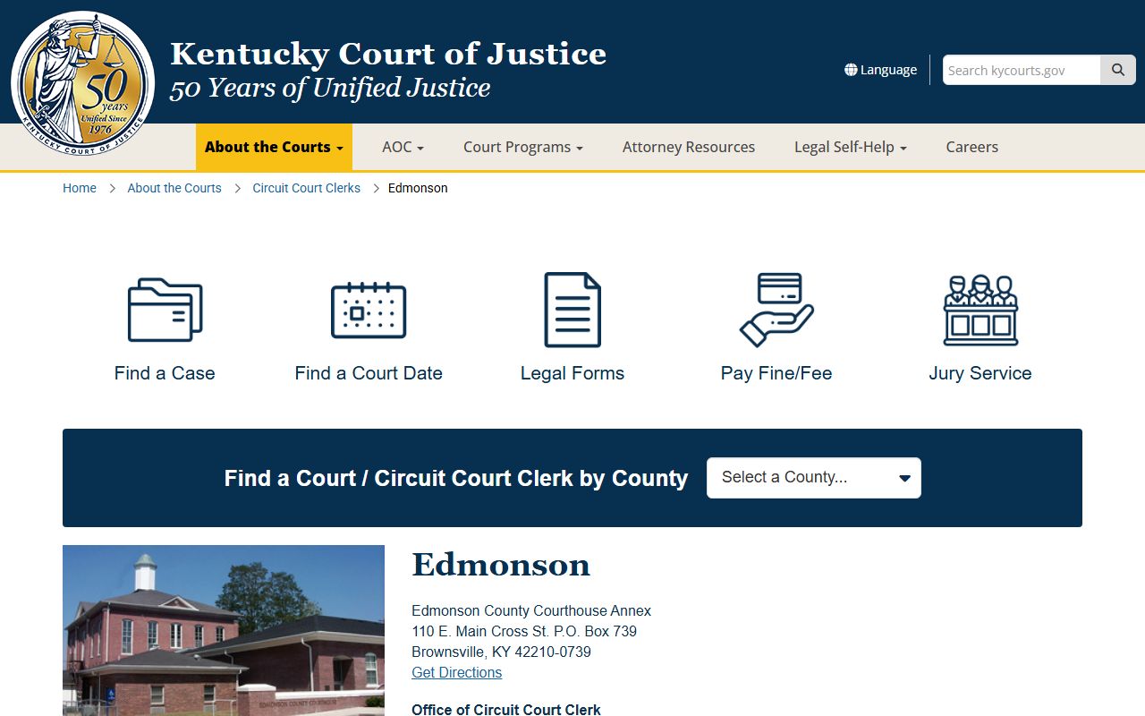 Edmonson County court records courthouse annex and clerk information