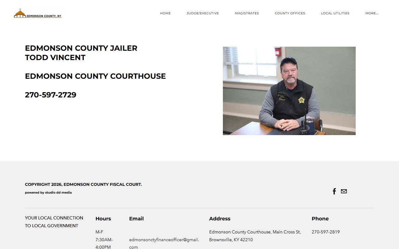 Edmonson County inmate records jailer contact page