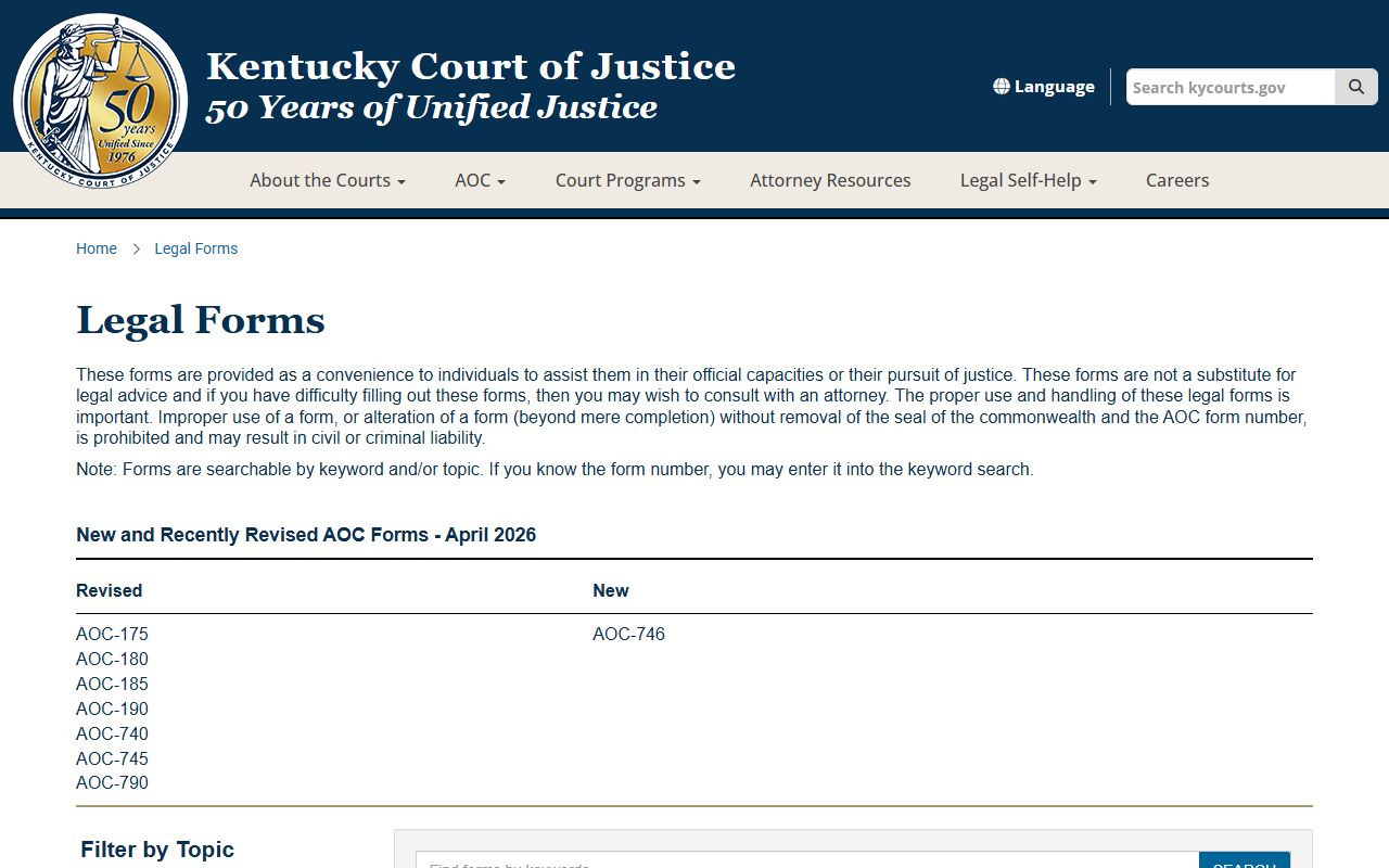 Edmonson County probate records Kentucky Court of Justice legal forms
