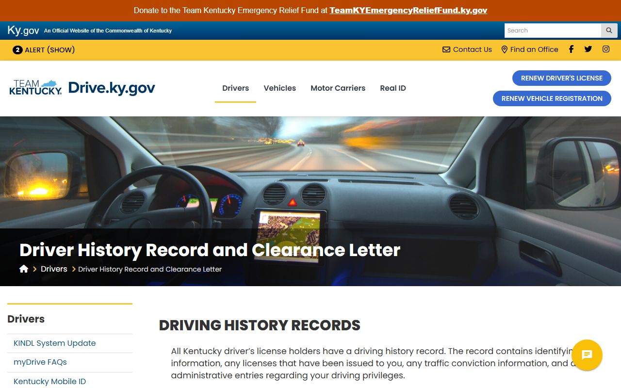 Edmonson County traffic court records Kentucky driver history record source