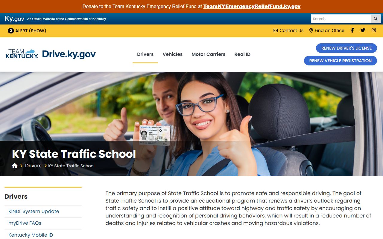 Edmonson County traffic court records Kentucky State Traffic School source