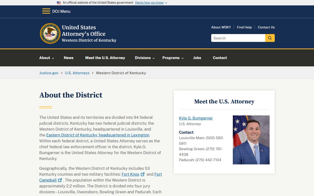 Edmonson County warrant records U.S. Attorney Western District of Kentucky source